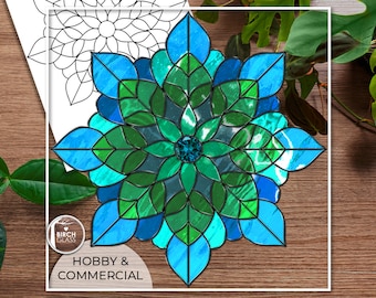 PATTERN • Floral Snowflake Stained Glass Pattern • PDF • Digital Download • Holiday • Christmas • Winter • Snow • Beginner • Simple • Ice