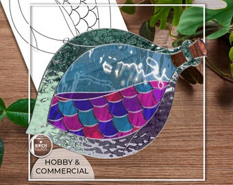 PATTERN • Mermaid Potion Bottle Stained Glass Pattern • PDF • Digital Download • Halloween • Hobby • Potion • Nature