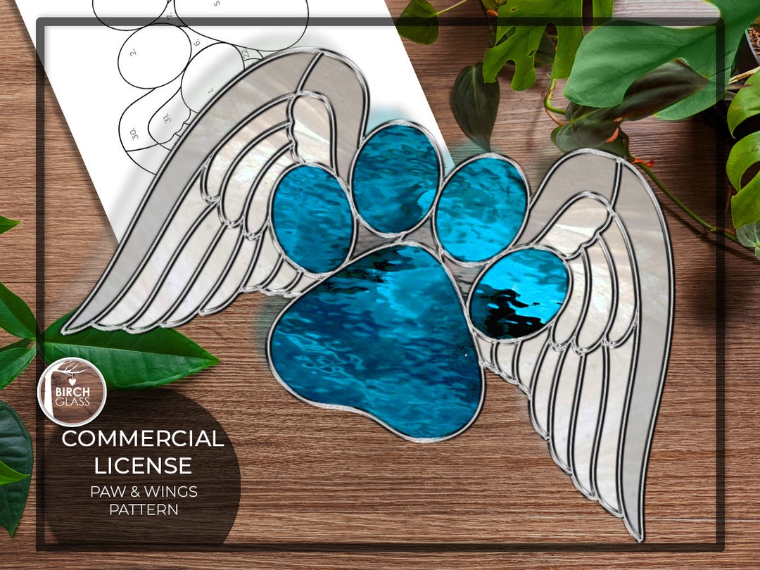 PATTERN Winged Paw Stained Glass Pattern PDF Digital Download Panel Dog