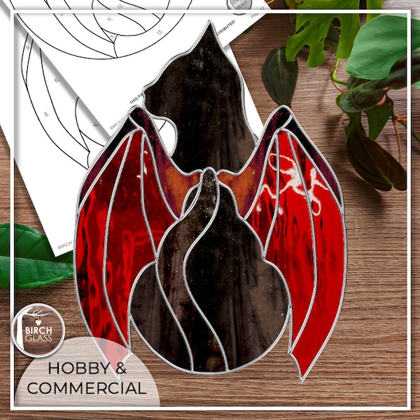 PATTERN • Cat Bat Stained Glass Pattern • PDF • Digital Download • Spooky • Kitty • Fall • Spiderweb • Wings • Halloween • Vampire Bats