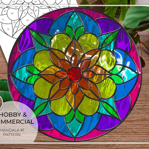 PATTERN • Mandala Panel Stained Glass Pattern • PDF • Digital Download • Mandala • Circle • Round • Spiritual • Circle • Rainbow