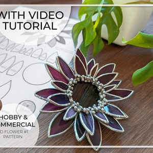 PATTERN • 3D Flower (With Video Tutorial) Stained Glass Pattern • PDF • Digital Download • Flowers • Sunflower
