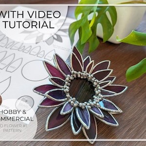 PATTERN • 3D Flower (With Video Tutorial) Stained Glass Pattern • PDF • Digital Download • Flowers • Sunflower