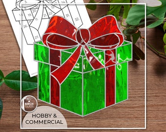 PATTERN • Present With Bow Stained Glass Pattern • PDF • Digital Download • Holiday • Christmas • Winter • Snow • Beginner • Simple • Gift