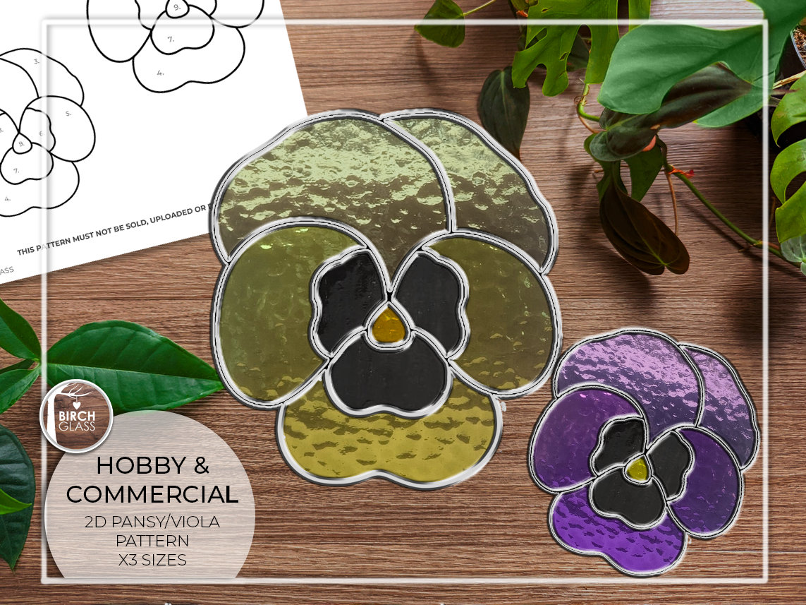 パターン • パンジー ビオラ ステンドグラス パターン • PDF