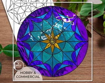 PATTERN • Star Snowflake Stained Glass Pattern • PDF • Digital Download • Holiday • Christmas • Winter • Snow • Printable • Panel • Ice Snow