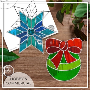 PATTERN • Bauble & Snowflake Stained Glass Pattern • PDF • Digital Download • Holiday • Christmas Decoration • Winter • Beginner • Easy Bow