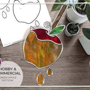 PATTERN • Halloween Candy Apple Stained Glass Pattern • PDF • Digital Download • Spooky • Pumpkin • Chocolate • Fruit • Caramel •