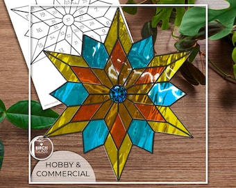 PATTERN • Star Snowflake Stained Glass Pattern • PDF • Digital Download • Holiday • Christmas • Winter • Snow • Beginner • Simple • Ice Snow