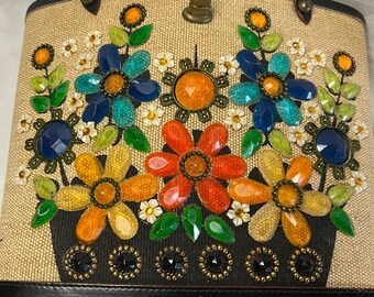 Vintage Enid Collins Flower Basket Handbag Purse