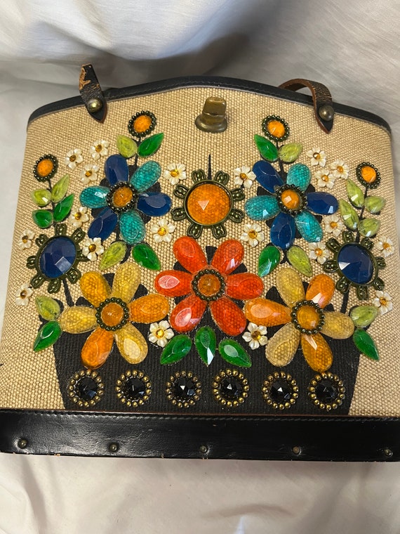 Vintage Enid Collins Flower Basket Handbag Purse