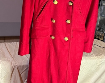 Cappotto lungo rosso Polo Jean CO. di Ralph Lauren 75 lana 25 poliammide