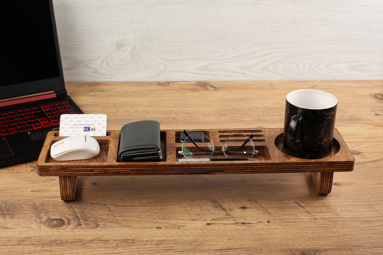 Personalized Natural Wood Desk Organizer Desk Accessories Etsy