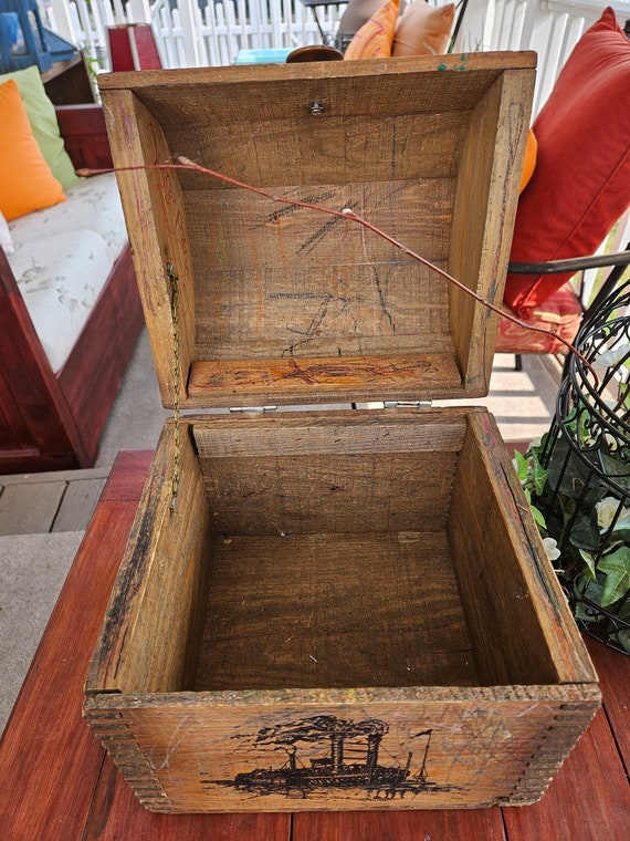 Vintage River Boat Chart Chest Wooden Hinged Box Treasure Chest - Etsy