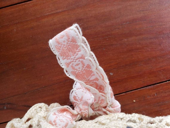 Hand Crochet Purse Lined Satchel Boho Feminine Hi… - image 3