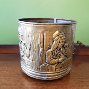 Brass Embossed Planter Cachepot England 1960s