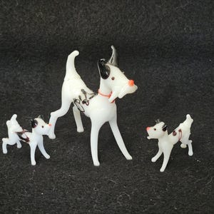 Vintage Hand Blown Glass Great Dane Dogs Set Of 3 Art Glass Miniature Figurines