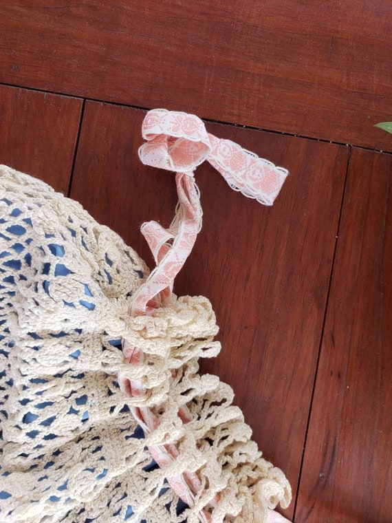 Hand Crochet Purse Lined Satchel Boho Feminine Hi… - image 4