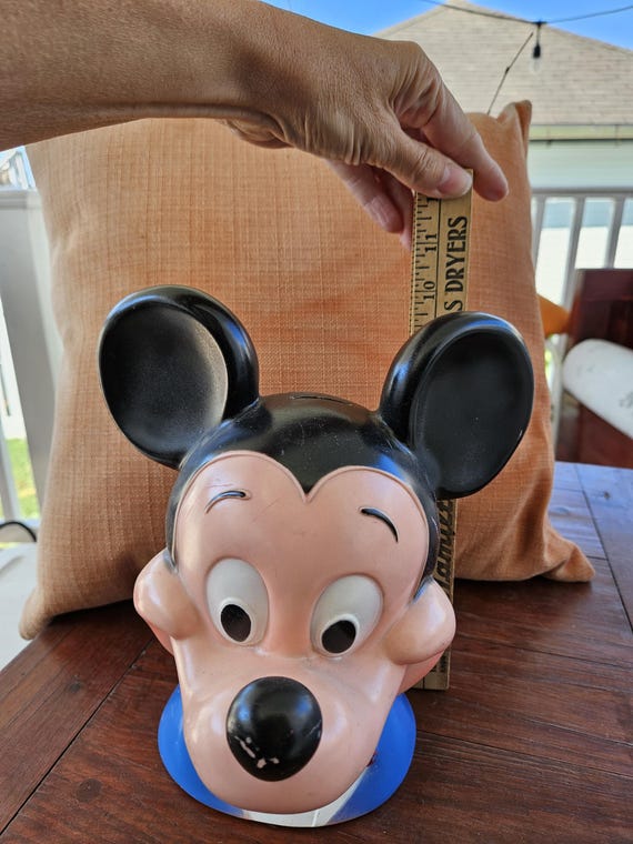 激安通販サイト 人気 Bank Coin Mouse Mickey 1971 Vintage Plastic Bank Piggy Bust アンティーク雑貨