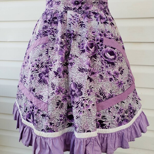 Vintage Handmade Purple Floral Apron