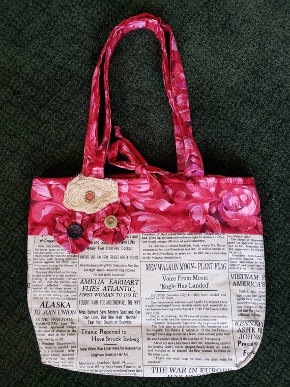 Buy Newspapers Original Design Handmade Paper Bag Unisex Cotton Waterproof  Coated Recycled Bag Tote Bag Handbag for Birthday Gift Present Online in  India - Etsy