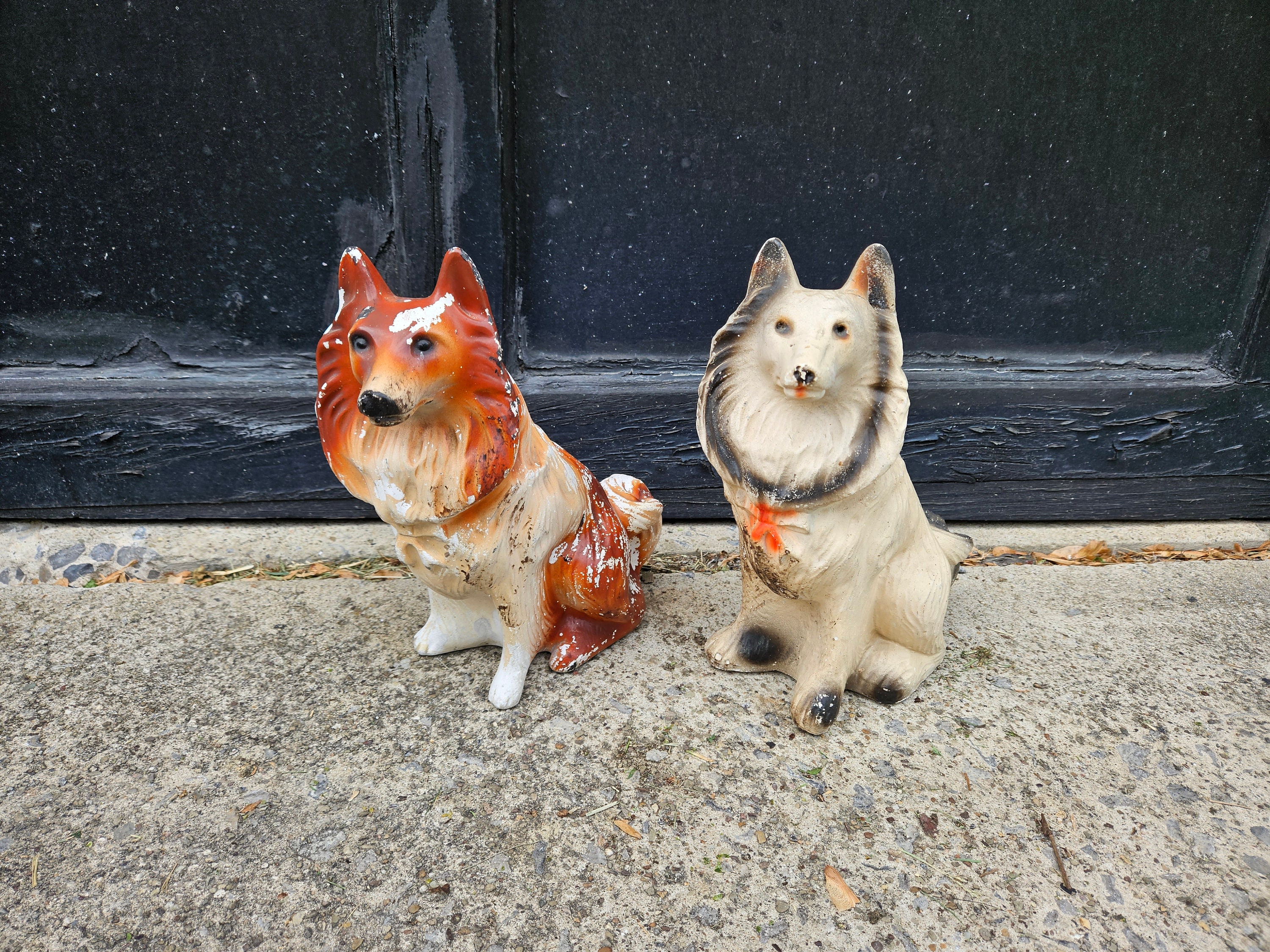 Vintage Chalkware Dogs Pair Carnival Plaster Figurines - Etsy