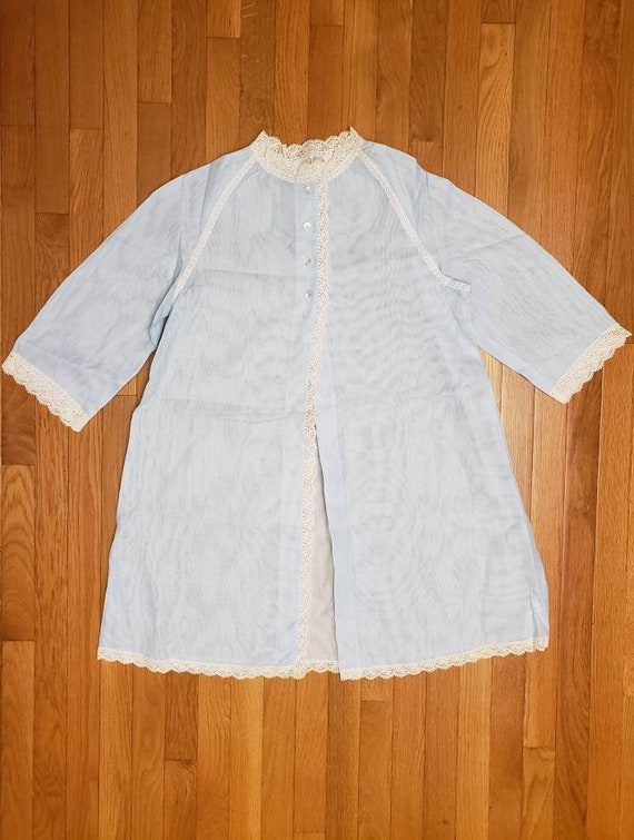 1960s Blue Bed Jacket Dressing Gown Vintage Pegnoir J… - Gem