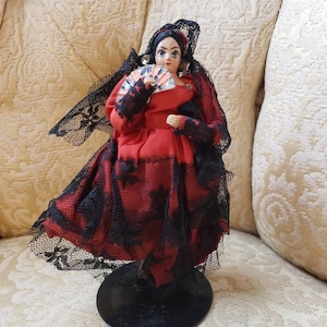 Vintage Spanish Senorita Doll Traditional Flamenco Dancer Doll With Stand