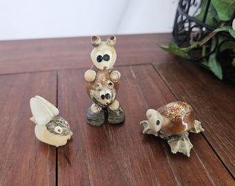 Vintage Seashell Animal Figurines Set 1960s Shell Critter Coastal Souvenir