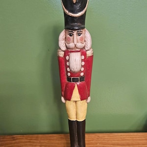 Vintage Christmas Nutcracker Ceramic Figurine Hand Painted Statue
