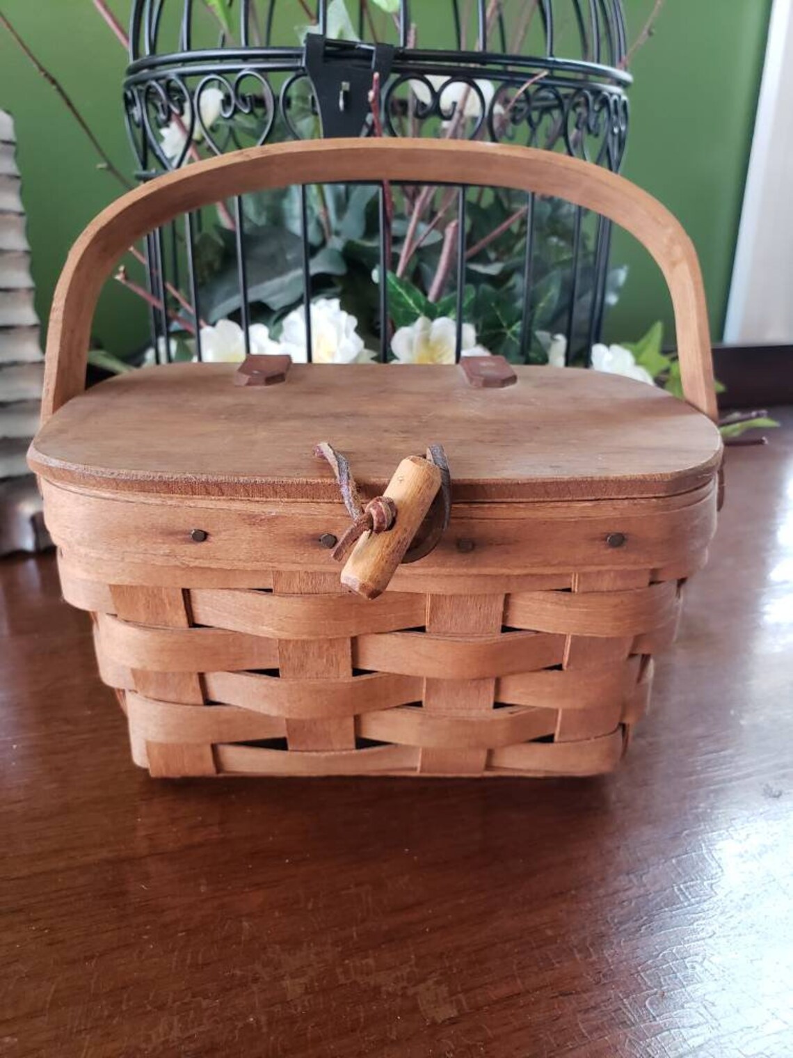 Vintage 1987 Longaberger Hinged Handled Mini Picnic Basket Etsy