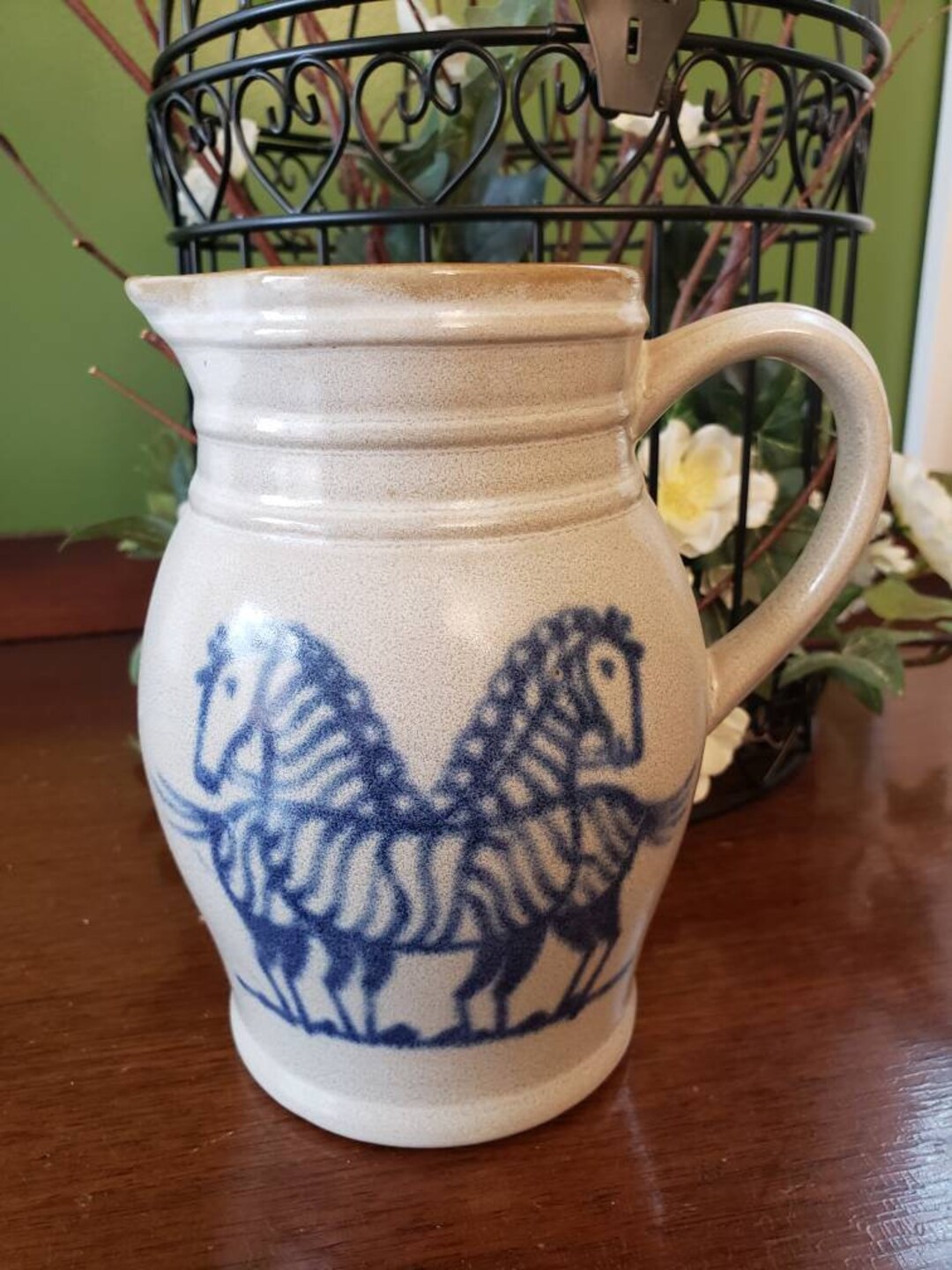 Pitcher Zebra Vintage Prestige Place Stoneware Zebra Pitcher American Folk Art - Etsy