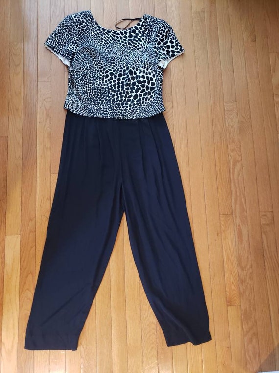 Vintage 1990's Liz Claiborne Pantsuit Size 10P Bl… - image 3