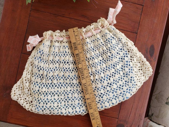 Hand Crochet Purse Lined Satchel Boho Feminine Hi… - image 10