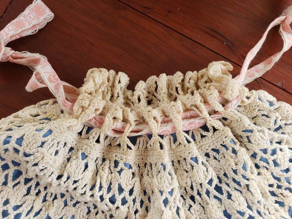 Hand Crochet Purse Lined Satchel Boho Feminine Hi… - image 8