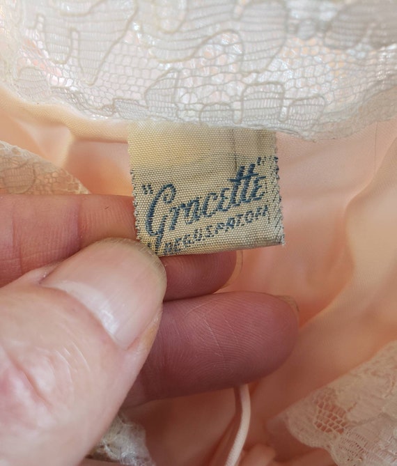 Women's Dressing Gown 1950's Gracette Peach Satin… - image 3