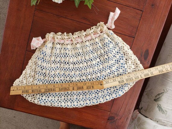 Hand Crochet Purse Lined Satchel Boho Feminine Hi… - image 9