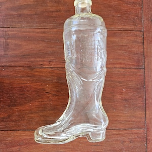 Vintage Cowboy Boot Glass Wine Bottle Made In USA