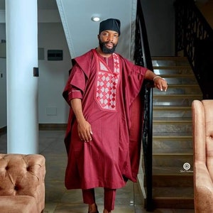AGBADA voor mannen 3-delig, Afrikaanse AGBADA, Afrikaans trouwpak, pak bruidsjonkers, pak bruidegom, Afrikaanse herenkleding, herenpak, gratis DHL Express