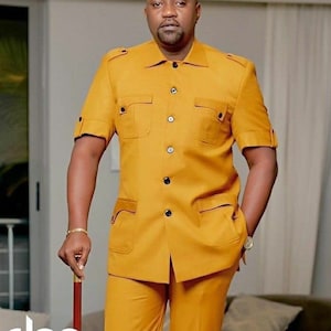 Men&#39;s Handmade African Kaftan Suit: Wedding Party Outfit