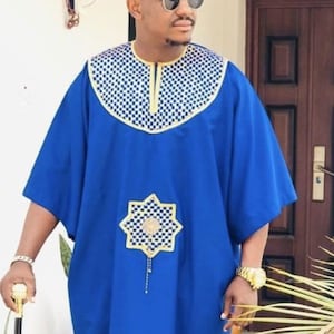 Afrikaanse herenagbada, Afrikaans trouwpak, pak bruidsjonkers, pak bruidegom, Afrikaanse mannenkleding, gratis DHL express, Afrikaanse herenkleding