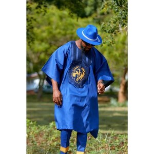 AGBADA voor mannen, Afrikaanse AGBADA, Afrikaans trouwpak, pak bruidsjonkers, pak bruidegom, Afrikaanse herenkleding, 3-delig herenpak, gratis DHL Express