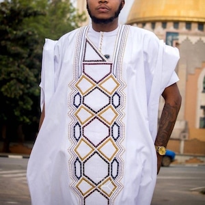 AGBADA voor mannen, Afrikaanse AGBADA, Afrikaans trouwpak, pak bruidsjonkers, pak bruidegom, Afrikaanse herenkleding, 3-delig herenpak, gratis DHL Express