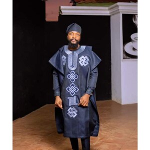 AGBADA voor mannen, Afrikaanse AGBADA, Afrikaans trouwpak, pak bruidsjonkers, pak bruidegom, Afrikaanse herenkleding, 3-delig herenpak, gratis DHL Express