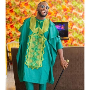AGBADA voor mannen, Afrikaanse AGBADA, Afrikaans trouwpak, pak bruidsjonkers, pak bruidegom, Afrikaanse herenkleding, 3-delig herenpak, gratis DHL Express