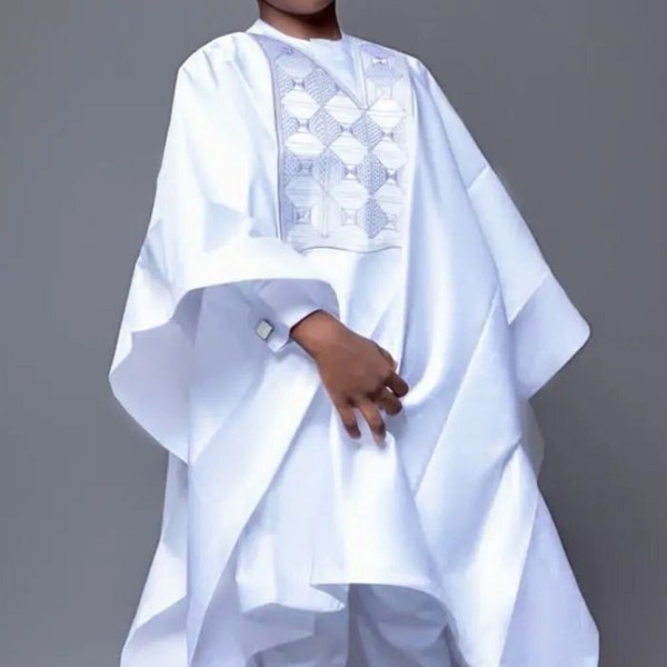 Ensemble 3 pièces de chemise traditionnelle africaine Agbada pour garçons, tenues africaines pour garçons