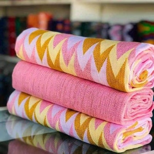Afrikaanse Kente-stofdoek, handgeweven authentieke etnische Kente-doek, Afrikaanse bonwire, aangepaste stijl traditionele Ghana-katoenen doek (6-12 Yard)