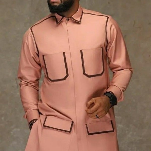 Men's Traditional Wear, African men wear, African men clothing, African Traditional wedding suit, Groomsmen suit, Groom suit, senator suit