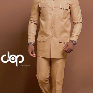 Handmade African Men&#39;s Suit: Traditional Wedding Groom Outfit