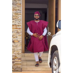 AGBADA voor mannen, Afrikaanse AGBADA, Afrikaans trouwpak, pak bruidsjonkers, pak bruidegom, Afrikaanse herenkleding, 3-delig herenpak, gratis DHL Express